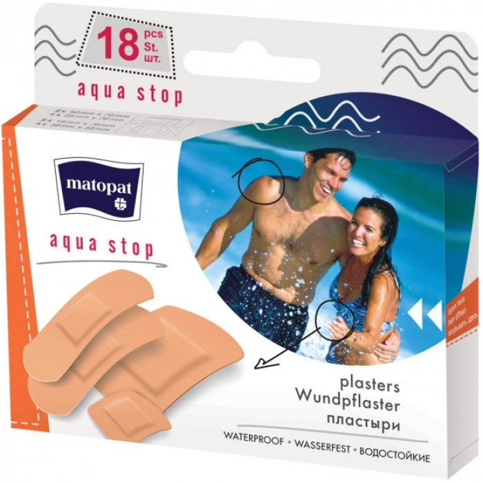 Пластырь медицинский Mаtораt Aqua Stop водостойкий, 18 шт  - 