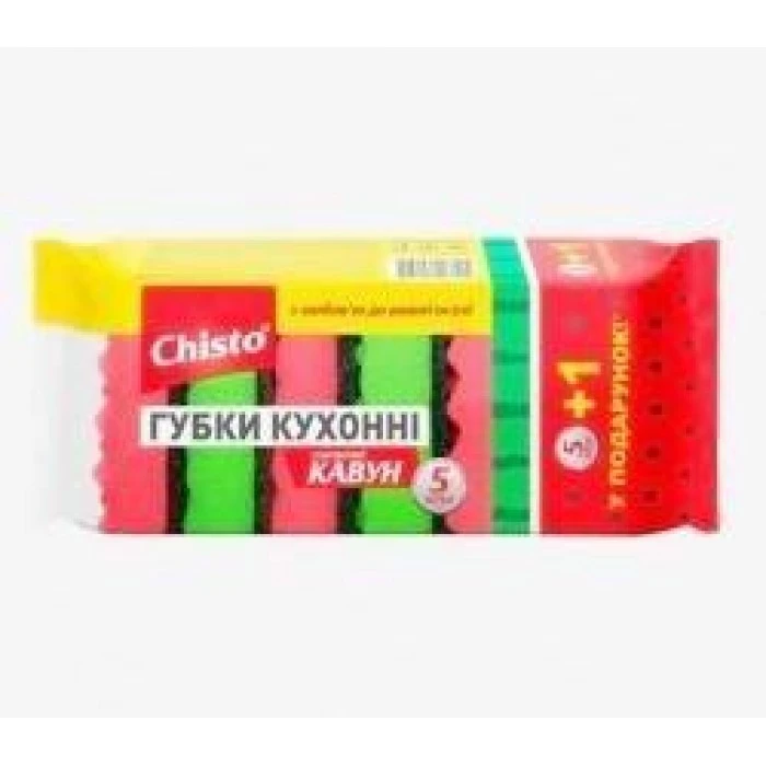 Губка для посуды Chisto Арбуз, 5+1 шт  - 