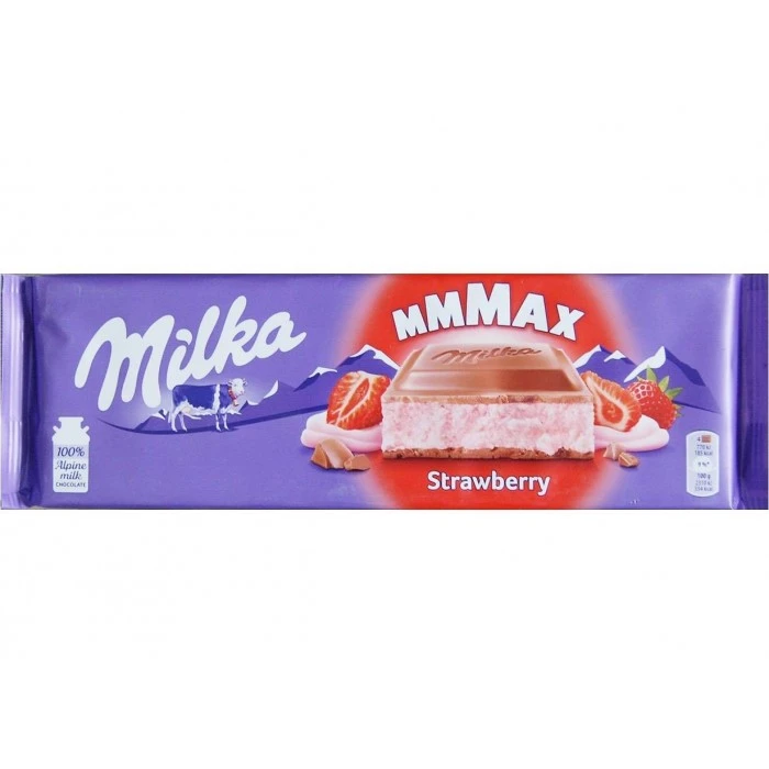 Шоколад Milka Strawberry молочний шоколад з полуничним йогуртом 300 г - 