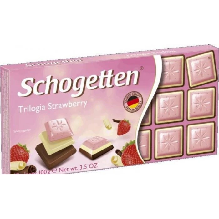 Шоколад Schogetten Trilogia Strawberry білий шоколад і полуниця, 100 г - 
