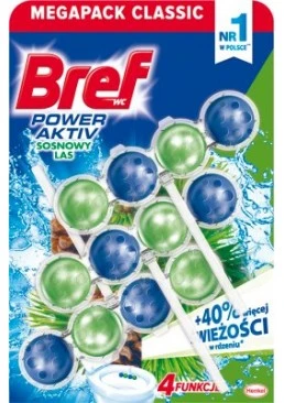 Підвісна блок для туалету Bref Power Aktiv Лісова свіжість, 3 х 50 г