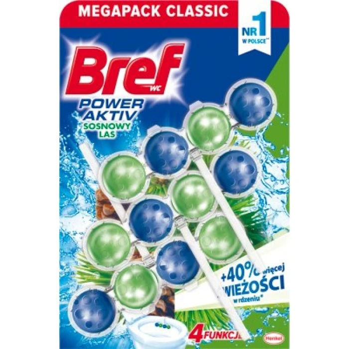 Підвісна блок для туалету Bref Power Aktiv Лісова свіжість, 3 х 50 г - 