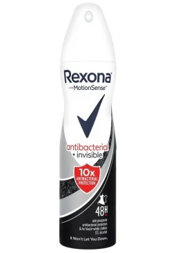 Антиперспирант Rexona спрей женский Антибактериальный и невидимый на черном и белом, 150 мл