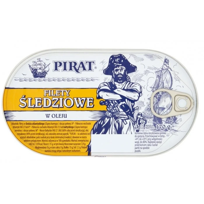 Консерва филе сельди в масле Pirat, 170 г - 