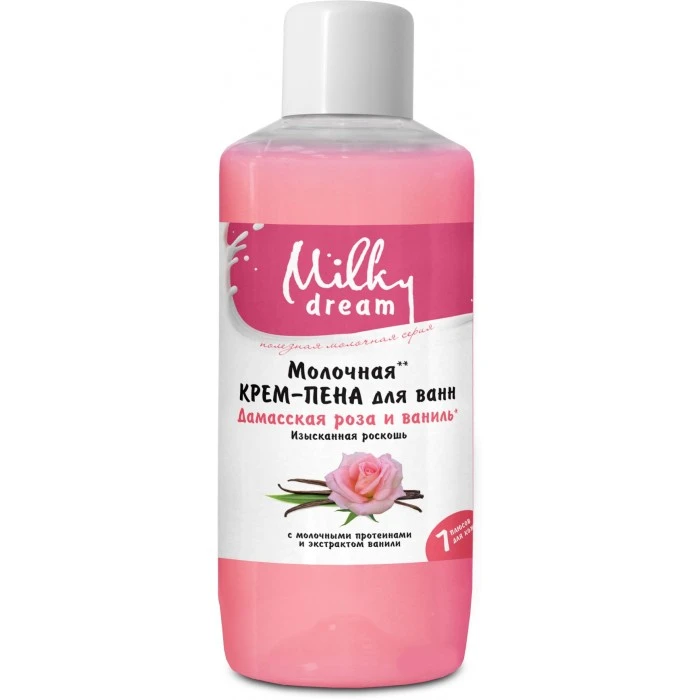 Молочная крем-пена для ванн Milky Dream Дамасская роза и ваниль Изысканная роскошь, 1 л - 