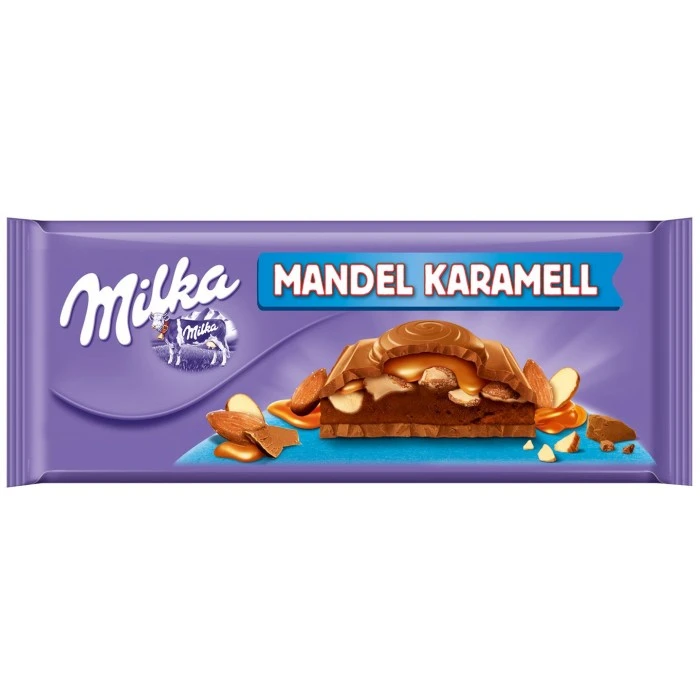 Шоколад Milka Mandel Karamell Мигдаль в карамели, 300 г - 