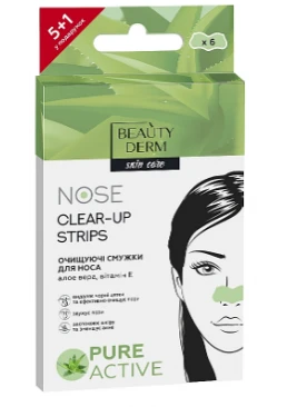 Очищаючі смужки для носа з екстрактом Алое Віра Beauty Derm Nose Clear-Up Strips, 6 шт