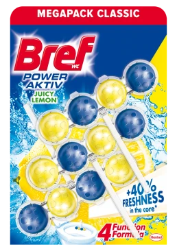 Підвісний блок для унітазу BREF Power Aktiv Лимон, 3 x 50 г
