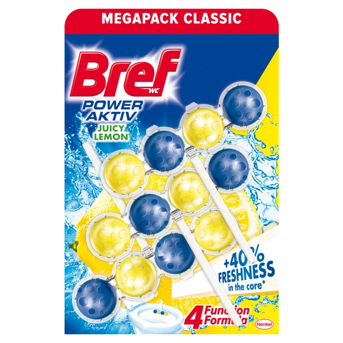 Подвесной блок для унитаза BREF Power Aktiv Лимон, 3 x 50 г - 
