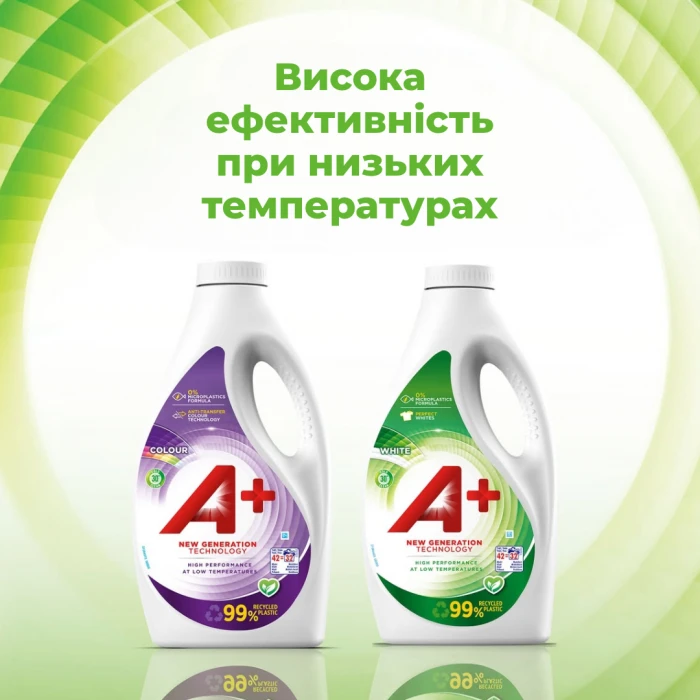 Гель для прання A+ White для білої білизни, 880 мл (22 прання) - 