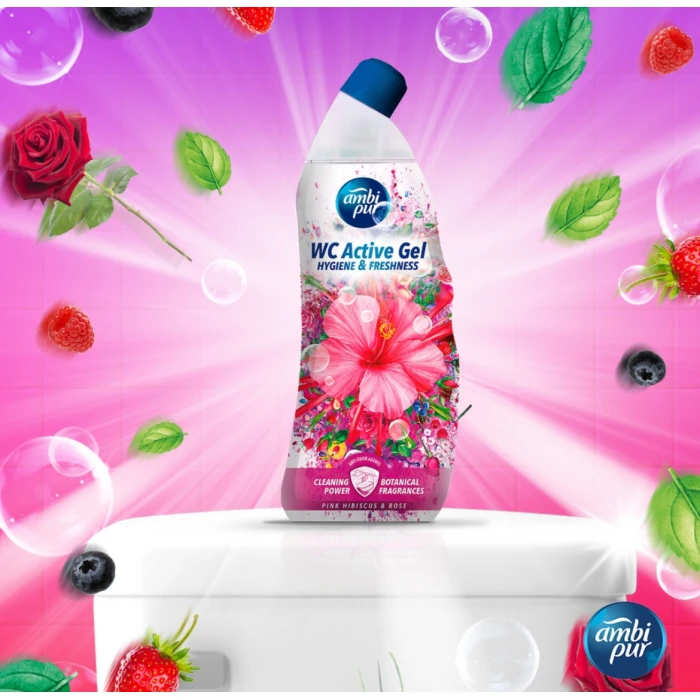 Гель для туалета Ambi Pur WC Botanical Fragrances Гибискус и роза, 750 мл - 