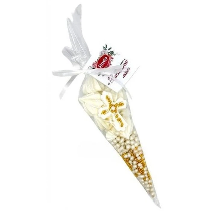 Набор кондитерских сахарных украшений конусный «Белый с крестиком» - 