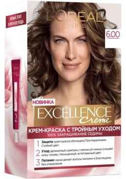 Краска для волос L'Oreal Paris Excellence оттенок 6.00 Темно-русый, 1 шт