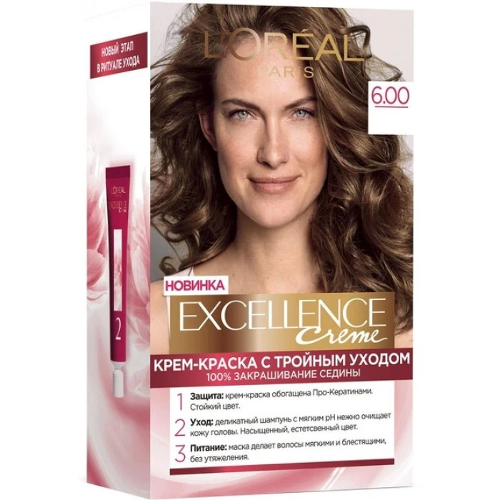 Фарба для волосся L'Oreal Paris Excellence відтінок 6.00 Темно-русявий, 1 шт - 