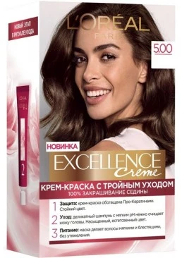 Фарба для волосся L'Oreal Paris Excellence відтінок 5.00 Світло-каштановий, 1 шт