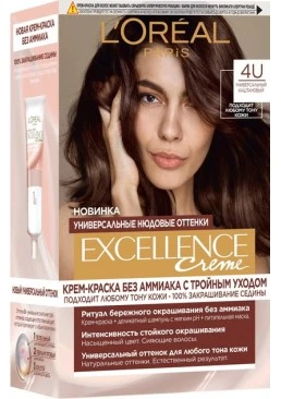 Краска для волос L'Oreal Paris Excellence оттенок 4U Универсальный каштановый, 1 шт