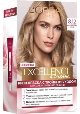 Краска для волос L'Oreal Paris Excellence оттенок 8.12 Мистический блонд, 1 шт