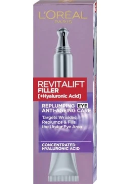 Крем-уход с гиалуроновой кислотой L'Oreal Paris Revitalift Filler для восстановления объема кожи вокруг глаз, 15 мл