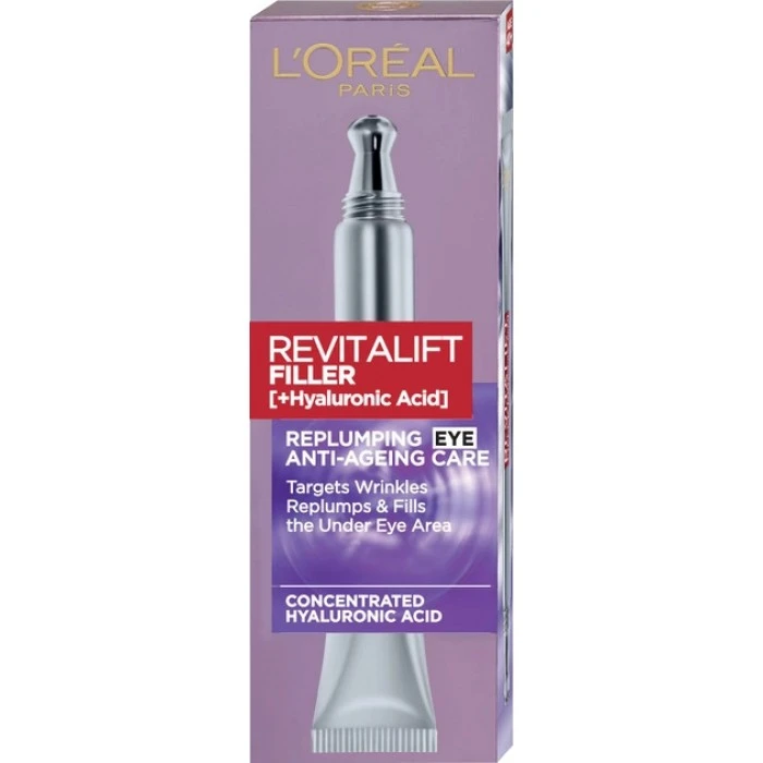 Крем-уход с гиалуроновой кислотой L'Oreal Paris Revitalift Filler для восстановления объема кожи вокруг глаз, 15 мл - 