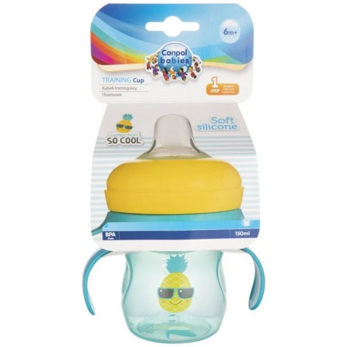 Кружка тренувальна з силіконовим носиком Canpol Babies SO COOL бірюза, 150 мл - 