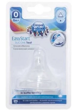 Соска силіконова для пляшки Canpol babies Easy Start із широким отвором, 1 шт