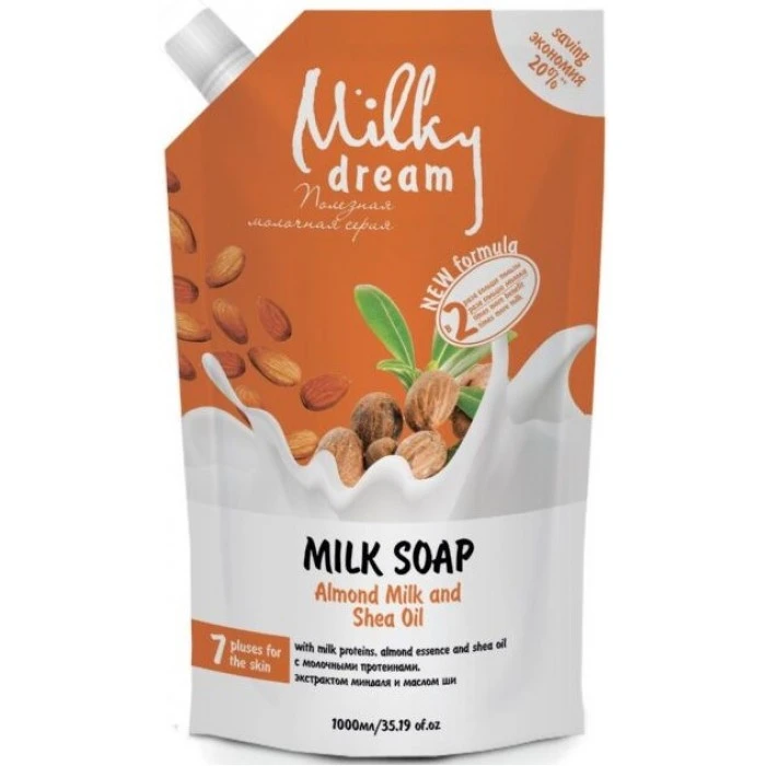 Жидкое крем-мыло Milky Dream Миндальное молочко и масло ши (запаска), 1 л - 