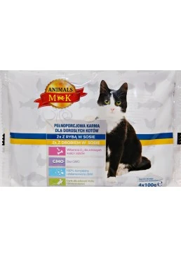 Корм для кошек M&K с рыбой и птицей в соусе, 4х100 г