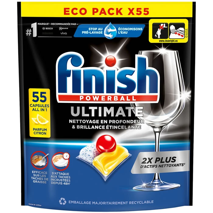 Таблетки для посудомоечных машин Finish Ultimate All in 1 Lemon, 55 шт - 