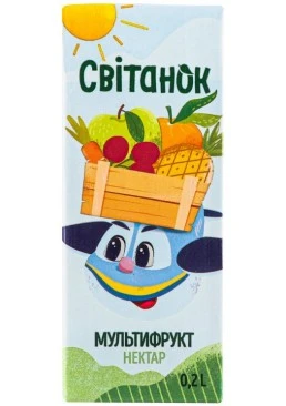 Нектар Рассвет Мультифрукт пастеризованный, 200 мл