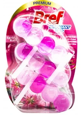 Туалетний блок для унітаза Bref Brilliant Gel All in 1 Весняний дощ, 3х42 г