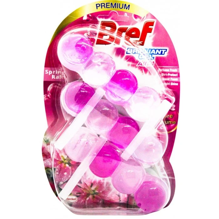 Туалетный блок для унитаза Bref Brilliant Gel All in 1 Весенний дождь, 3х42 г - 