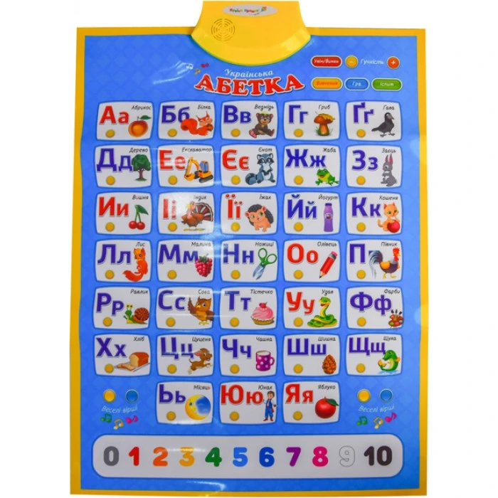 Интерактивная игрушка Страна Игрушек обучающий плакат Азбука на украинском языке (PL-719-57), 1 шт - 