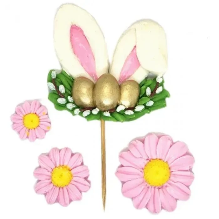 Набір для прикрашання торту/паски "Весняні вушка 2Д" (рожеві) - 
