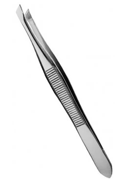 Пінцет для брів Luxury BP10 скошений срібний