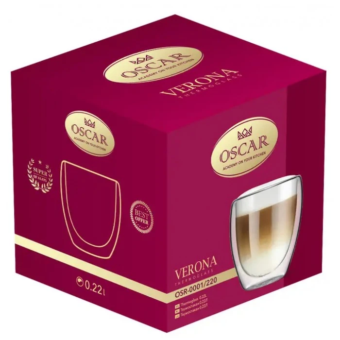 Стакан OSCAR Verona двойная стенка в упаковке, 220 мл  - 