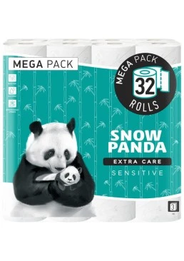 Бумага туалетная 3-х слойная Sensitive Extra Care Snow Panda, 32 шт