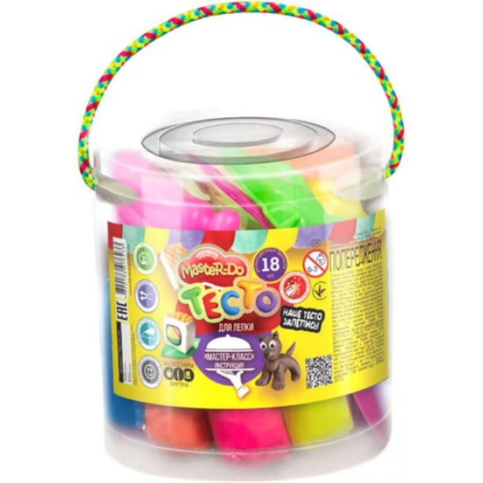 Набір креативної творчості Danko Toys "Тісто для ліплення "Master Do" туба, 18 кольорів - 