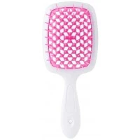 Гребінець для волосся продувний Super Brush Біло-рожевий, 20 см