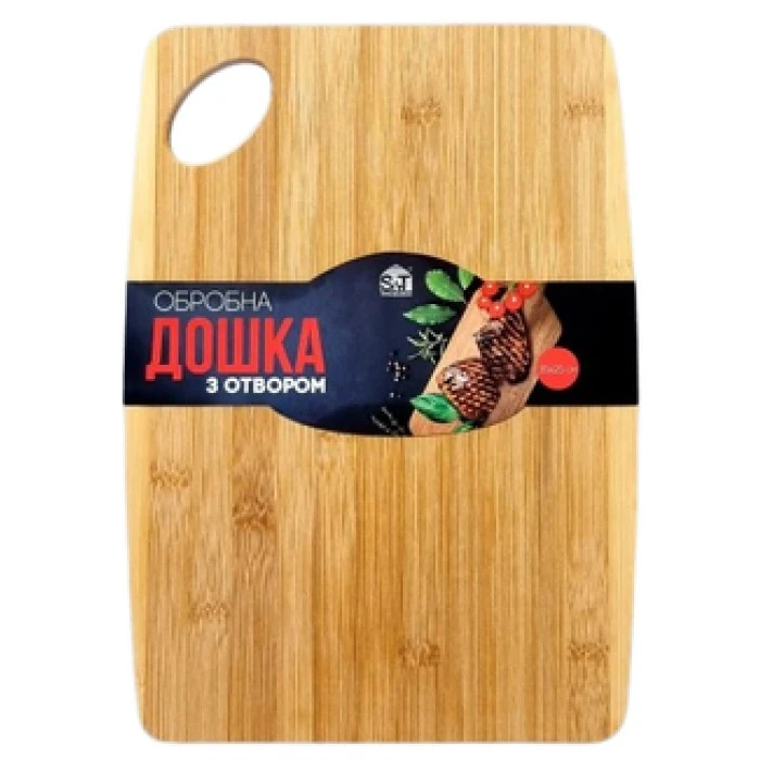 Дошка кухонна бамбук з отвором 8867 S&T, 30х20см  - 