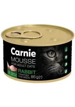 Корм вологий для дорослих котів Carnie м'ясний мус з кроликом, томатами та насінням чіа, 85 г