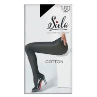 Тёплые колготки женские Siela Cotton 180 DEN, Nero, размер 4