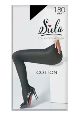 Теплі колготки жіночі Siela Cotton 180 DEN, Nero, розмір 2