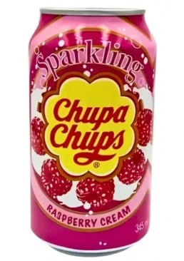 Напій безалкогольний сильногазований Chupa Chups Raspberry & Cream  малина і крем, 350 мл