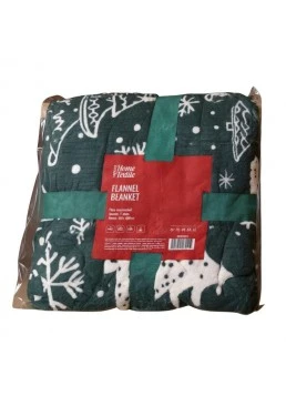 М'який теплий плед покривало ARDESTO Christmas Flannel Ялинки, 160x200 см
