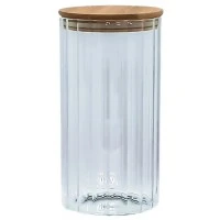 Емкость стеклянная с деревянной крышкой Vittora VТ-7613 полосатая, 1300 мл 