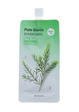 Успокаивающая ночная маска для лица Missha Pure Source Pocket Pack Tea Tree с экстрактом чайного дерева, 10 мл