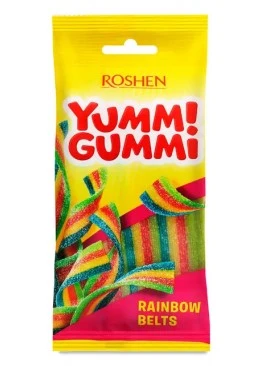 Цукерки желейні Roshen Yummi Gummi Rainbow Belts, 70 г