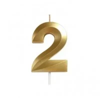 Свеча цифра "2" для торта, 4.5 см (золото)