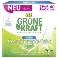 Таблетки Fit Green Power Classic Tabs для оптимальной эффективности мытья посуды, 40 шт