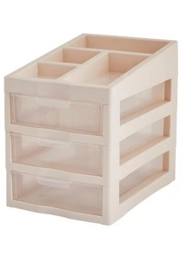 Комод мини пластиковый Алеана 3 яруса с ячейками, 27х19х25 см (белая роза)